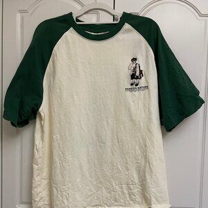 Green & White Graphic Raglan Tee